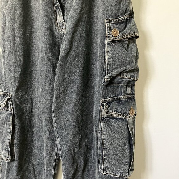 Parsley & Sage Eleanor Cargo Jeans Womens S Faded Black Baggy - Picture 3 of 12